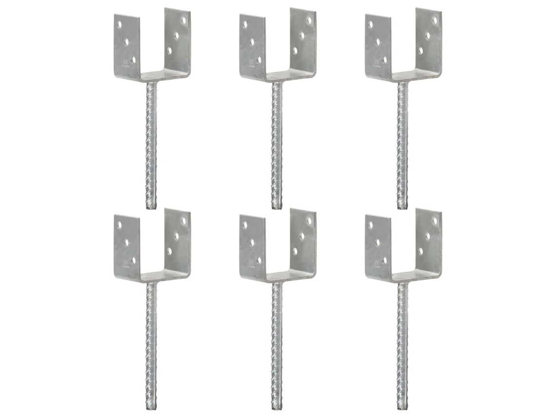 Vidaxl Âncoras De Vedação 6 Pcs 9x6x30 Cm Aço Galvanizado Prateado