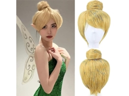 Peruca Tinker Bell Feminina Curta Reta Loira Dourada Para Festa De Halloween Cosplay Natal