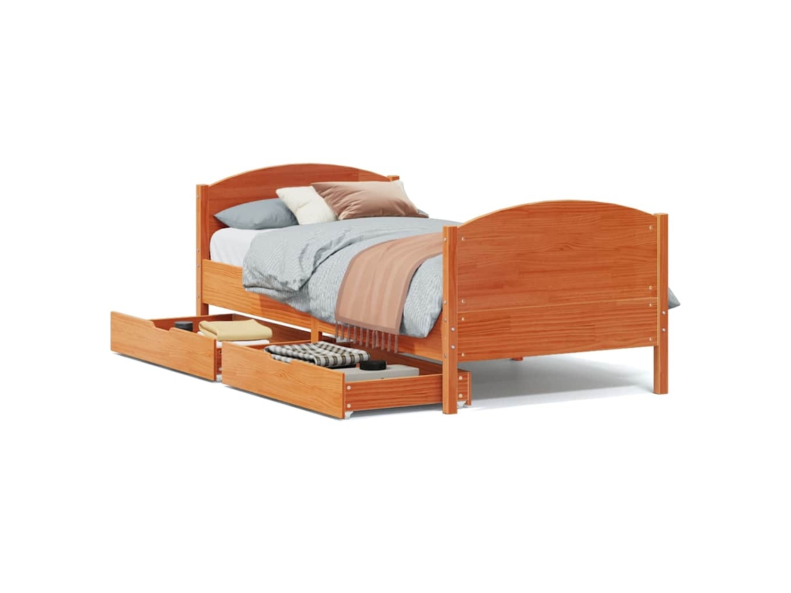 Cama Sem Colchão 90x200 Cm Pinho Maciço Castanho mel MAISON EXCLUSIVE