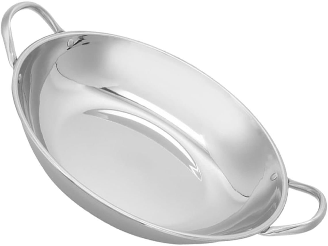 Dados Frigideira De Aço Inoxidável De 32 Cm Para Camping E Culinária Ao Ar Livre, Grande Capacidad Gokoco