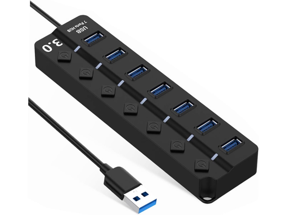 Hub Usb De 7 Portas, Adaptador Divisor Usb, Backup De Energia Simples Para Laptop E Desktop Brilvibera