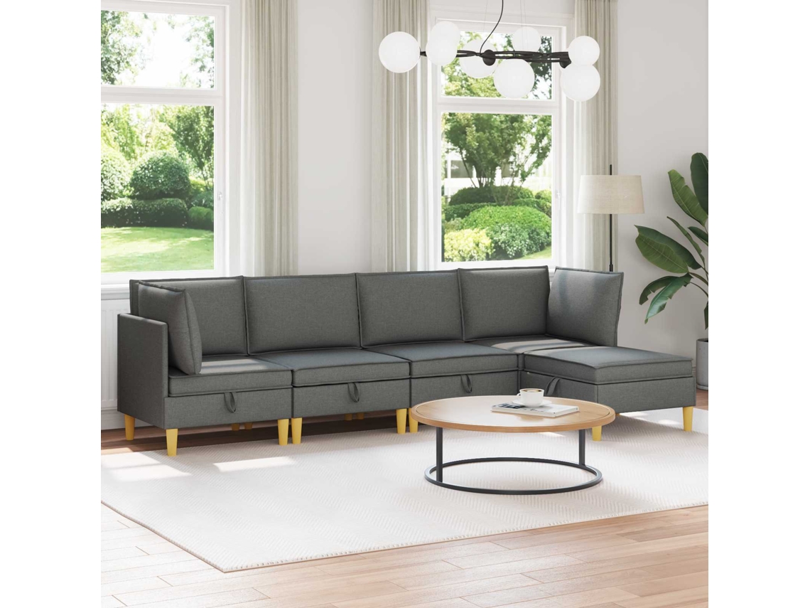 Vidaxl Conjunto De Sofá Modular Com Armazenamento 5 Pcs