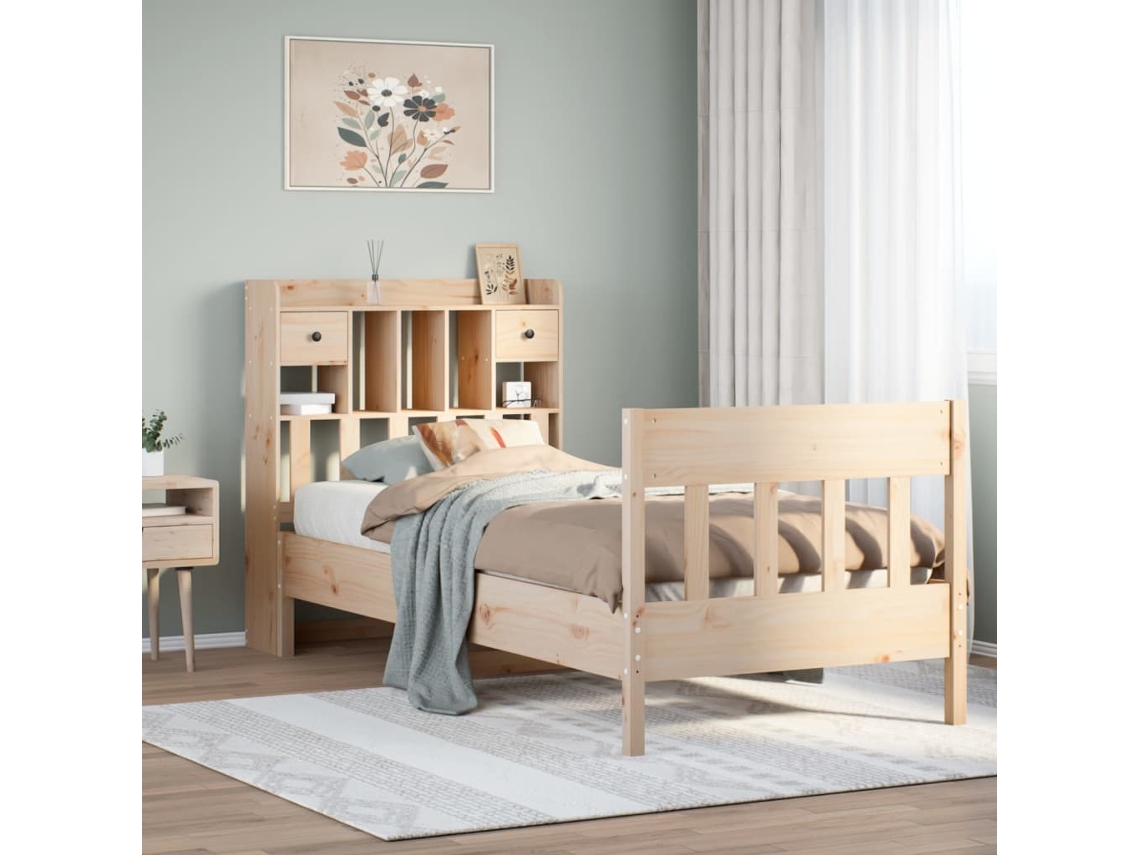 Cama Sem Colchão 75x190 Cm Madeira De Pinho Maciça