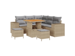 Conjunto 8 De Sofá De Jardim De Vidaxl Com Almofadas Bege Bege Vime Pe