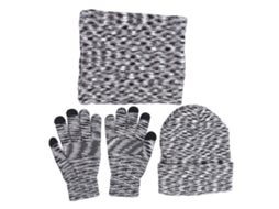 Conjunto De Chapéu Cachecol E Luvas De Inverno Tecido De Algodão Estilo Clássico Flor Cinza Para Homens E Mulheres
