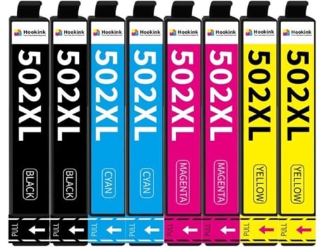 Cartuchos De Tinta 502xl Tinta Compatíveis Com Epson Pacote De 8 Multicor Alta Capacidade Ink
