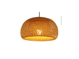 Laxiscere Lâmpada De Teto De Bambu, Design Oriental, 30cm, Ideal Para Restaurantes E Câtés, Modelo Duplo Compacto
