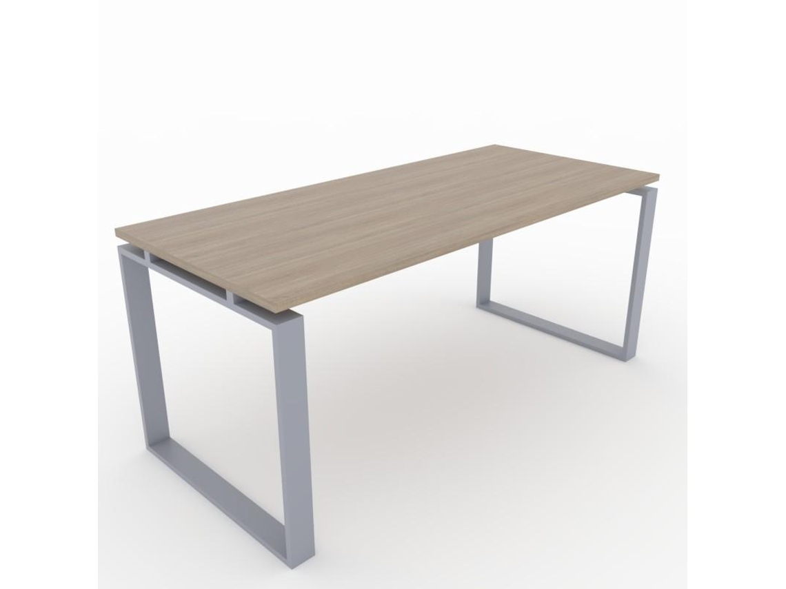 Secretária para Teletrabalho Escritório Casa Estrutura Fechada Cor Cinzenta Prateada Tábua de Madeira Cor Olmo 180X80Cm Fabricado em Espanha OFICIT