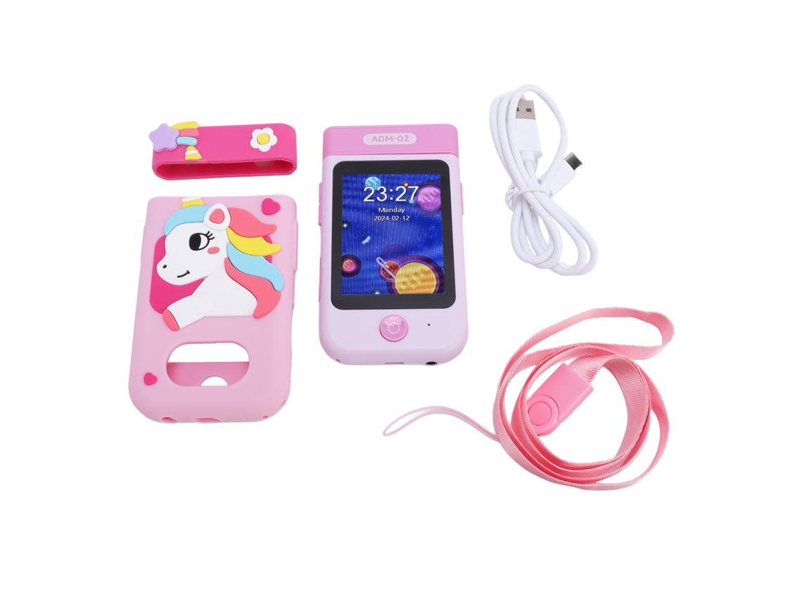 2026zentro-brinquedo De Telefone Inteligente Para Crianças Com Câmera Flip 180° 1080p Rosa Claro