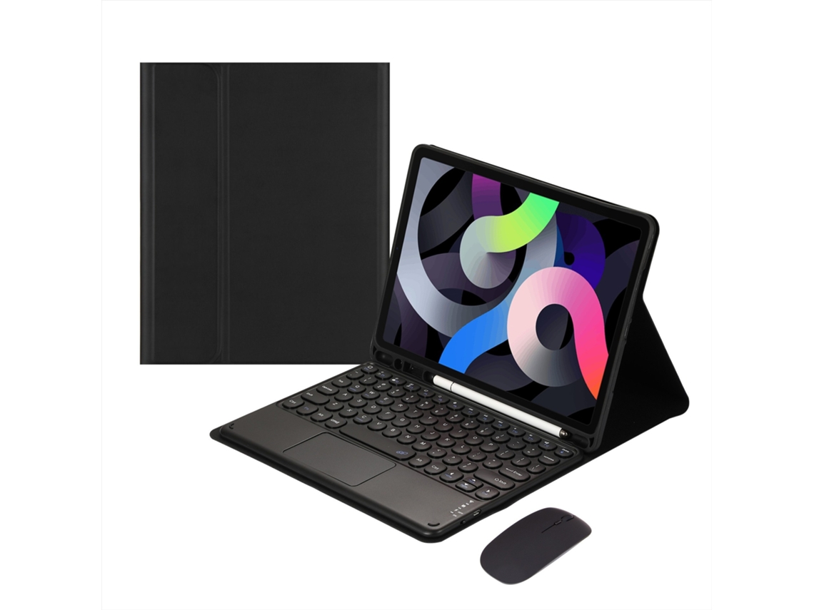 Lurelia Capa Com Teclado Bluetooth Para Ipad Pro9.7 Rato E Tampa Redonda Com Touchpad, Layout Pt, Preto
