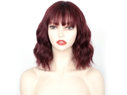 Peluca Rizada De Longitud Media Roja Para Mujer, Ideal Para Fiestas Y Cosplay
