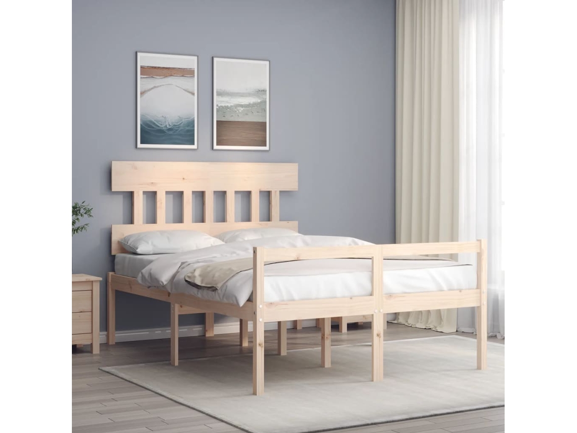 Vidaxl Cama De Casal Para Idosos Com Cabeceira Madeira Maciça