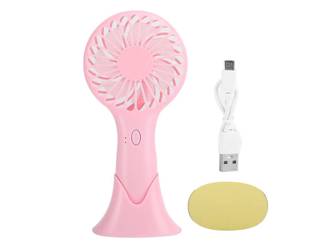 Mini Ventilador De Mão Com Sistema De Resfriamento Para Casa E Escritório, 3 Velocidades, Elétrico, Portátil, Rosa