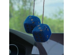 1 Par Dados De Pelúcia Retro Com Espelho Quadrado Para Decoração De Carro Interiores 7.5cm Azul