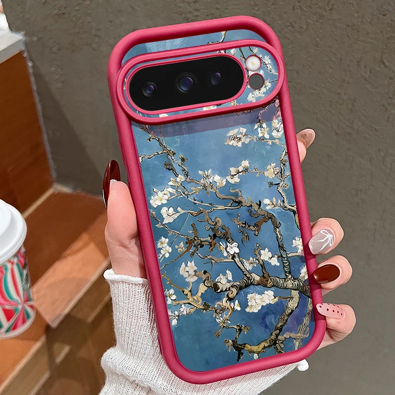 (bordô) Capa De Celular Google Pixel 9 Pro Em Tpu Macio Com Estampa Floral Branca