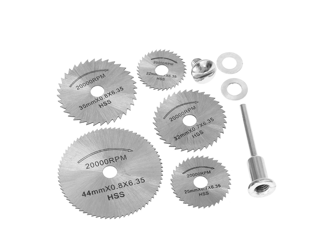 Conjunto de 6 lâminas serra circular HSS SW B1 para ferramentas rotativas Dremel e metal. Aço rápido tamanho | S/MARCA
