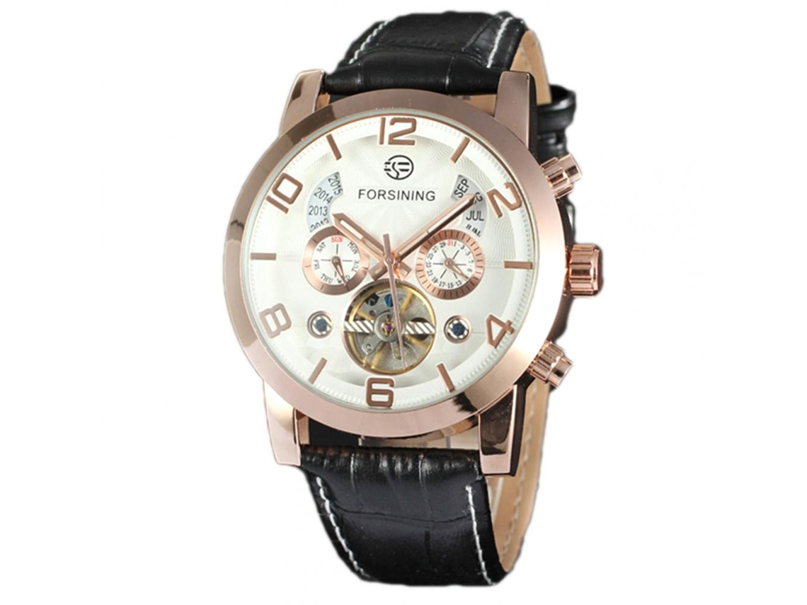Relógio de negócios mecânico automático Forsining Exquisite para homem (ouro rosa e branco)