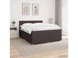 Vidaxl Cama Box Spring Com Colchão Marrom Escuro 200 X 200 Cm Tecido