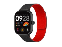 Bracelete Para Xiaomi Band 9 Pro / 8 Pro - Silicone Macio Magnético - Textura De Lichia Preto E Vermelho