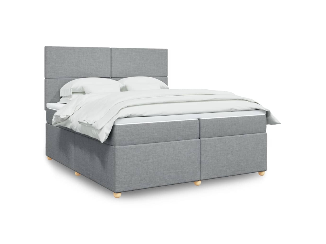 Vidaxl Cama Com Molas/colchão 200x200 Cm Tecido Cinza-claro