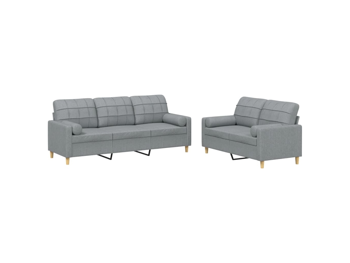 Conjunto de Sofás 2 Peças com Almofadas tecido cinzento claro MAISON EXCLUSIVE