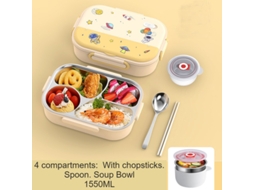 Lancheira Bento À Prova de Vazamentos para Adultos 316 Grade Amarela Quatro-1550Ml LUUCOZK
