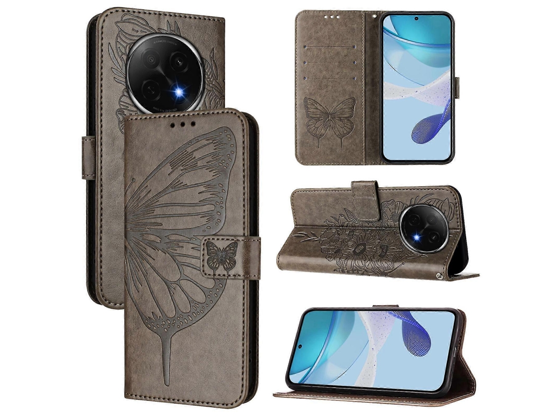 Capa De Couro Para Celular Com Borboleta Em Relevo