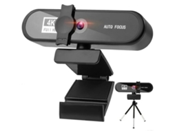 Webcam 4k Com Microfone, Webcam Hd Com Capa De Privacidade, Redução De Ruído, Foco Automático E Correção De Luz Awb, Preta