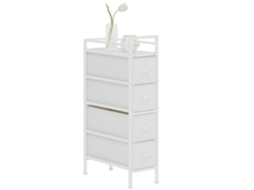 Cômoda 4 Gavetas Tecido Aço Espaço Pequeno Branco