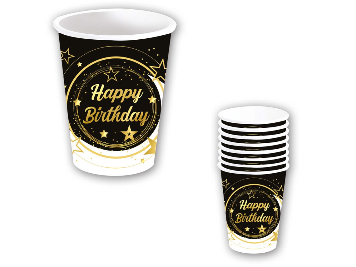 Copos Descartáveis GUIRCA Saco De 6 De Feliz Aniversário De 240 Ml-9 Cms