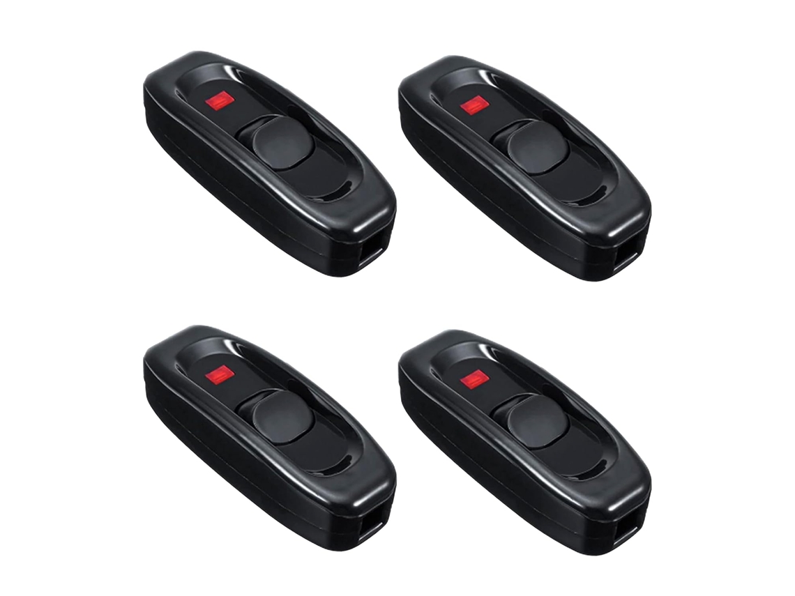 Interruptor, Conjunto de 4 Interruptores Pretos para Abajur de Cabeceira, Bipolar, Adequado para Conexão Direta de Lâmpadas AQUAFORGE