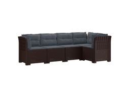 Vidaxl Sofá De Jardim De 5 Pessoas Com Almofadas Visual De Rattan Pp