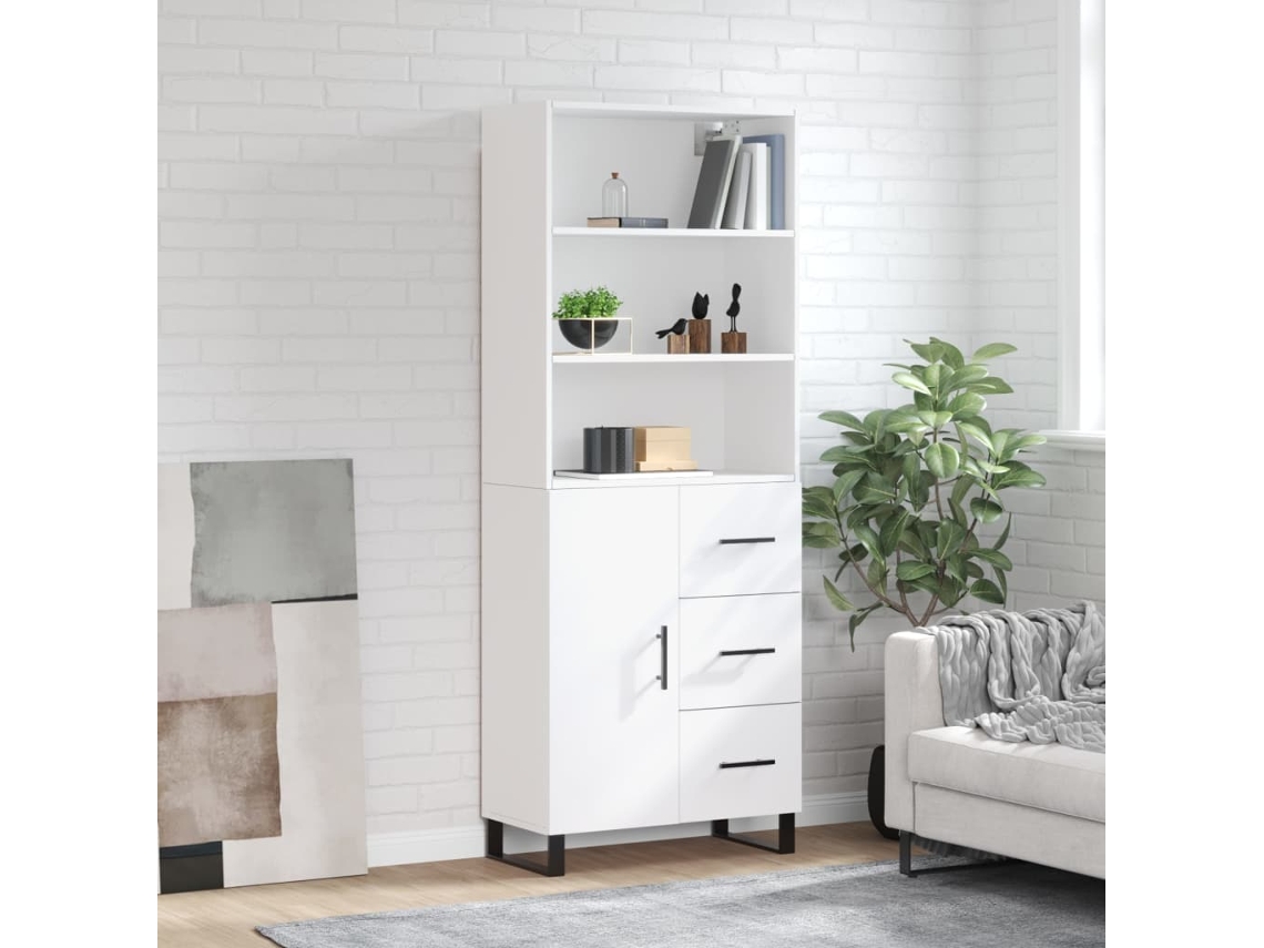 Vidaxl Armário Alto 69,5x34x180 Cm Derivados De Madeira Branco