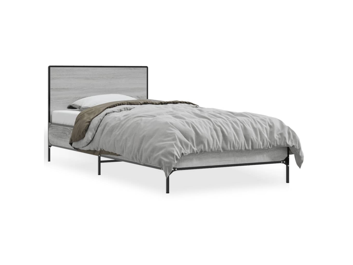Bed Frame, Bed Frames Vidaxl Cinzeto Madeira Processada (100 X 200 Cm)