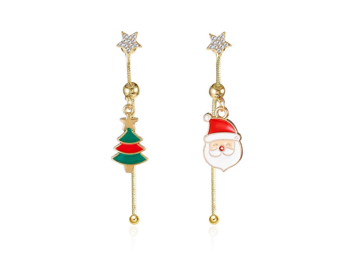 Brincos Assimétricos De Papai Noel E Floco De Neve, Multicolor