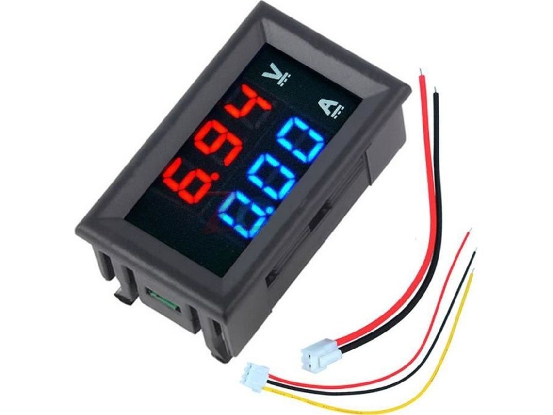 Dc 100v 10a Mini Voltímetro Amperímetro Painel Amp Volt Gauge Duplo Led Vermelho, Bluedigital
