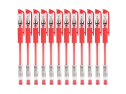 12 Plumas De Tinta Gel 0.5mm Vermelho Para Estudantes E Escritório, Materiais Escolares