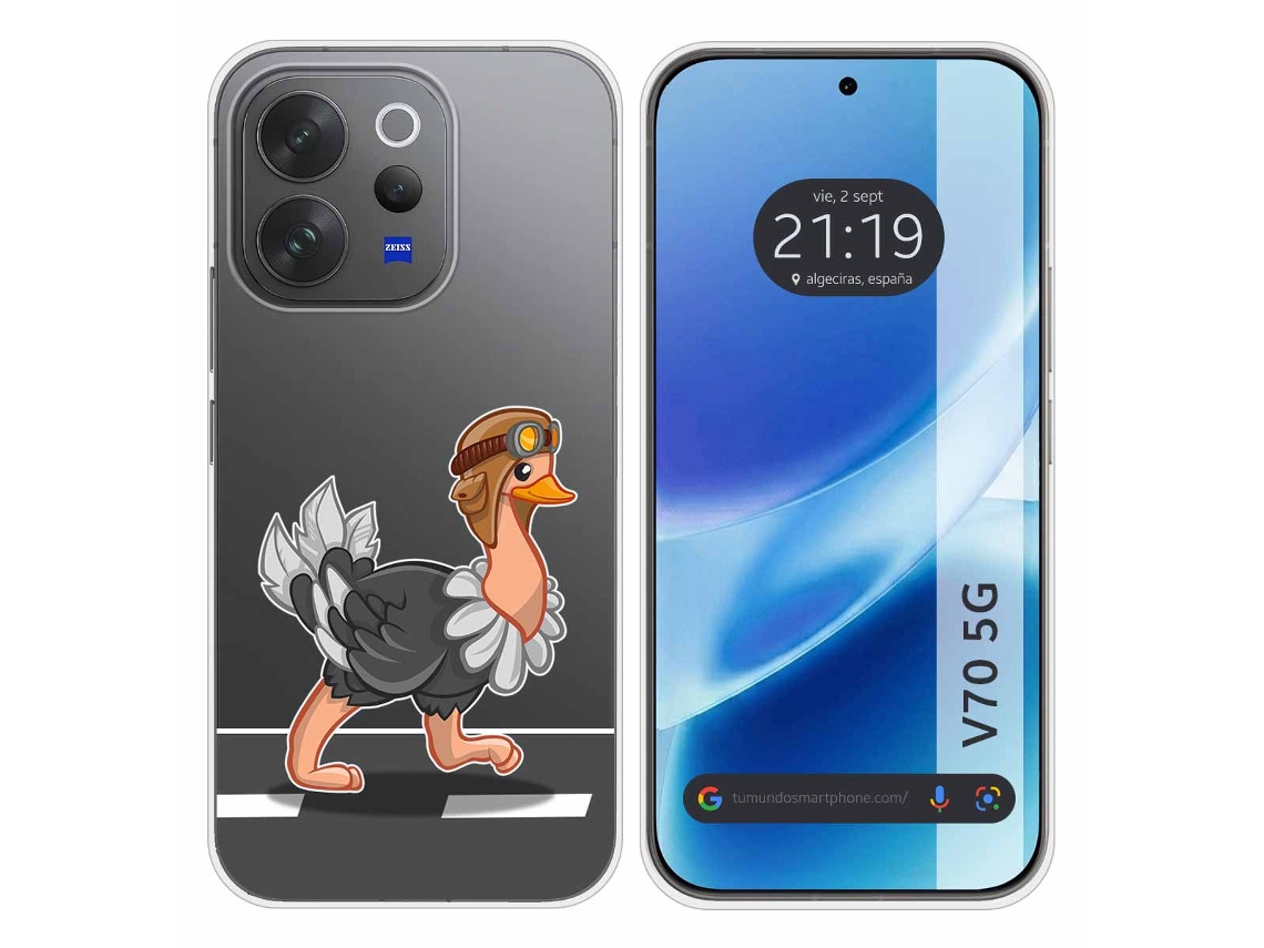 Capa Tumundosmartphone De Silicone Transparente Para Vivo V70 5g Com Estampa De Avestruz Em Desenho Animado