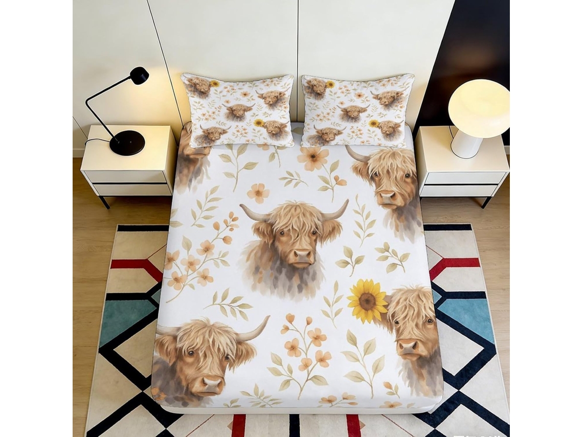 Conjunto de Cama Estampa Vaca das Terras Microfibra com Fronha 200x25cm S/MARCA