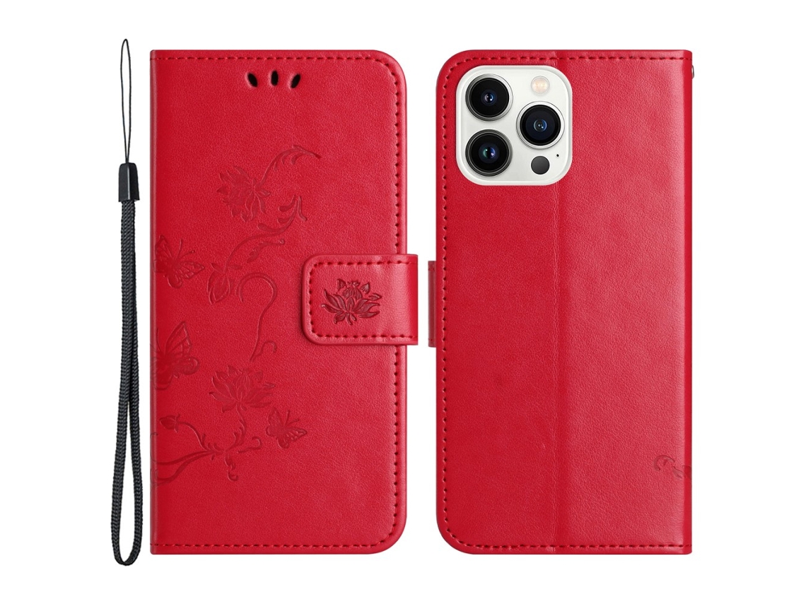 Capa Para Iphone 15 Pro Pele Sintética Vermelho