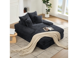 Sofá-cama Luxo Cinza 027, Veludo Cotelê, 4 Almofadas, S/ Montagem.-ty
