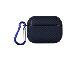 Estojo Para Fones De Ouvido Airpods Pro 2 Em Polipropileno Com Textura De Fibra De Carbono E Gancho.