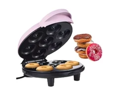 Mini Máquina De Fazer Donuts Com Superfície Antiaderente Para 7 Donuts Rosa 