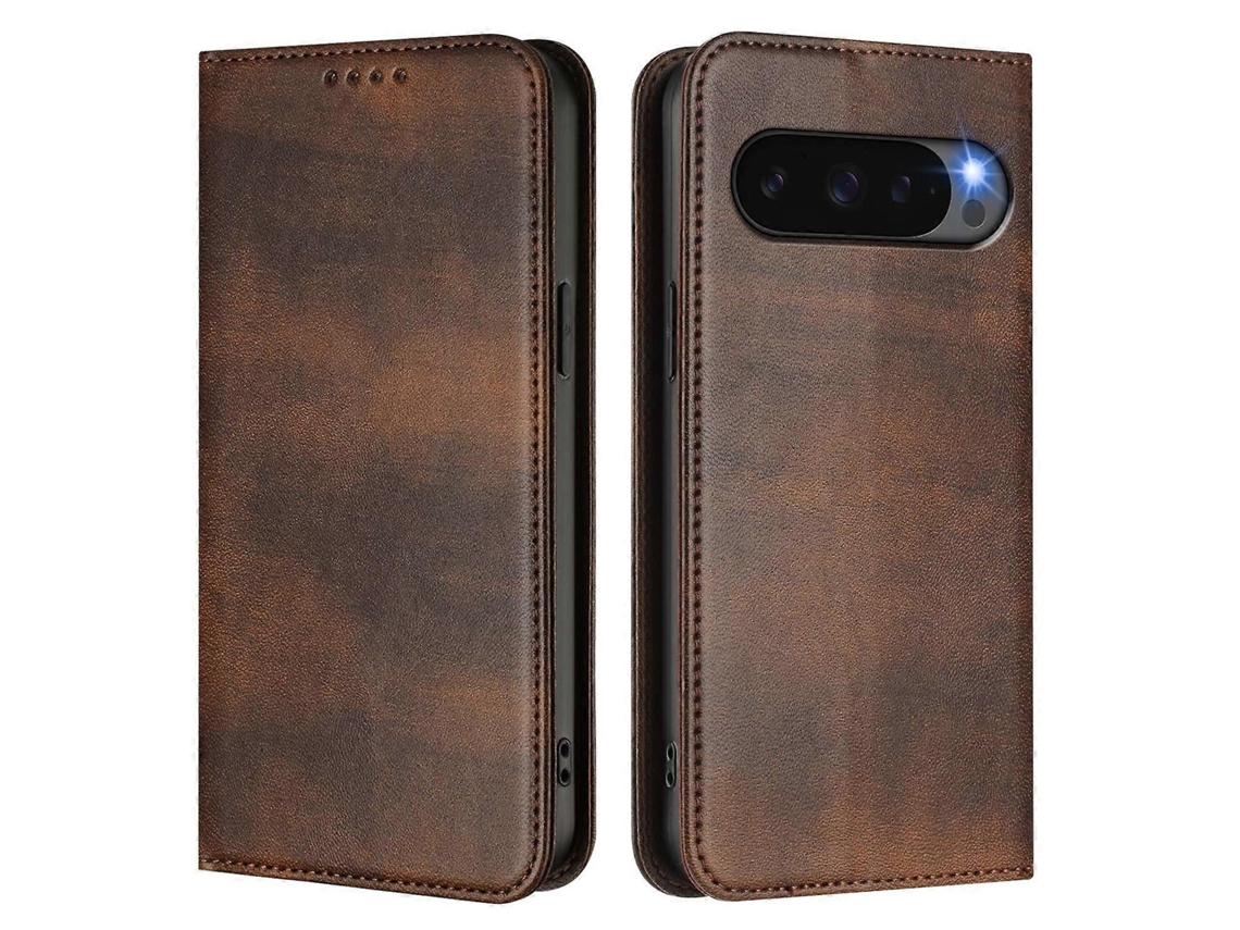 Capa Tipo Carteira Para Google Pixel 9 Com Textura Retrô E Bloqueio Rfid Em Couro