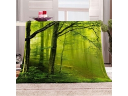 Manta Estampa de Paisagem Florestal Ver em Microfibra 130x150cm