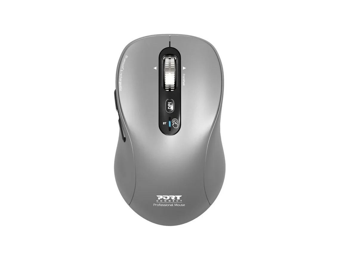 Rato Sem Fio PORT DESIGN (6 Botões - Até 3200 DPI - Cinzento)
