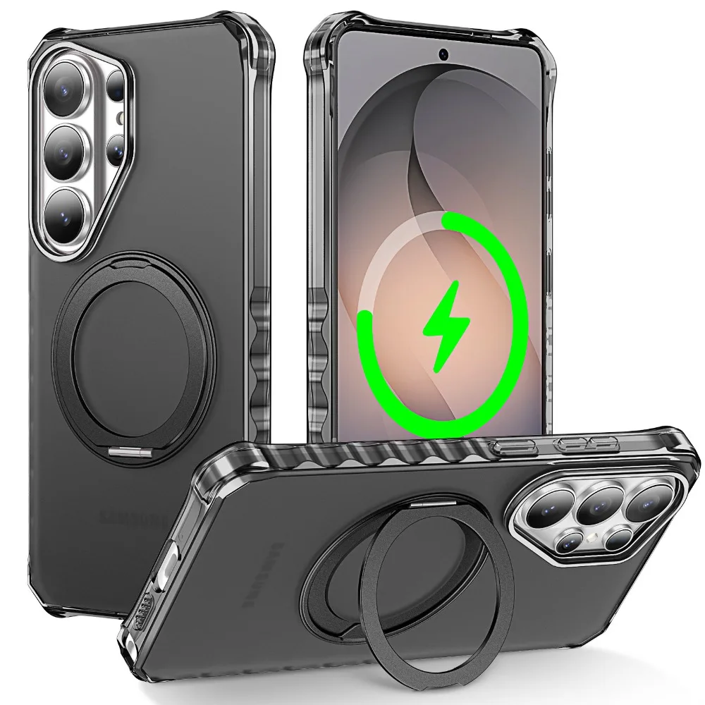 (preto, Galaxy S26) Capa Para Celular Com Suporte De Anel Magnético Giratório De 360° De Alta Qualidade, Antiderrapante E Resistente A Quedas.