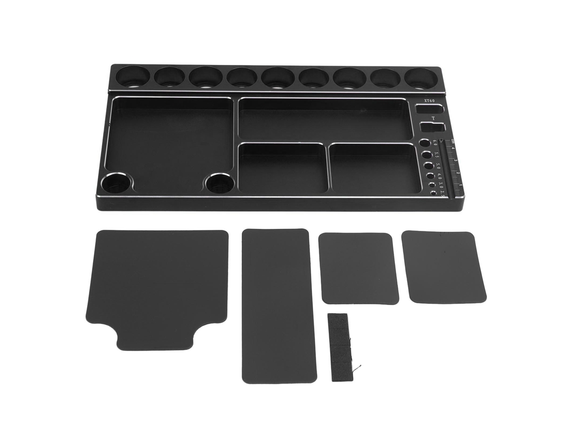 Mali rack de Armazenamento de Ferramentas de Parafusadeira Rc com Aço Alumínio Magnético para Carros Rc 1/8 1/10 1/12 Preto