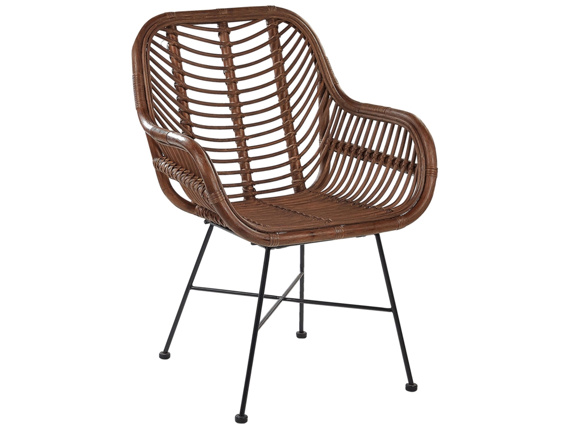 Silla De Diseño Beliani Canora De Ratán Marrón 64x62x89