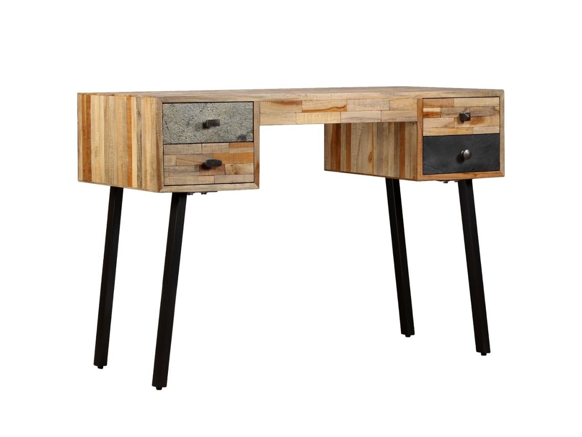 Vidaxl Secretária Em Teca Reciclada Maciça 110x50x76 Cm